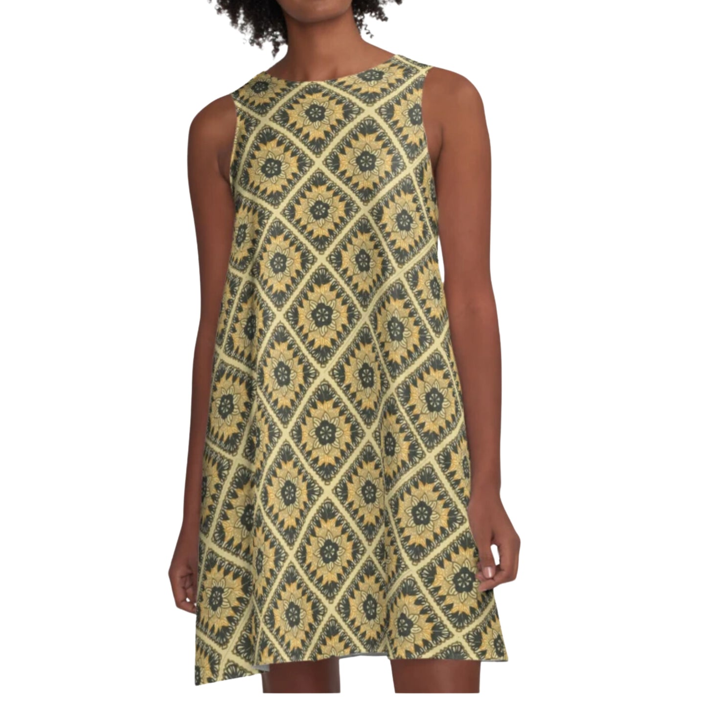 Burnt Sienna Granny Squares Floral Seamless Print