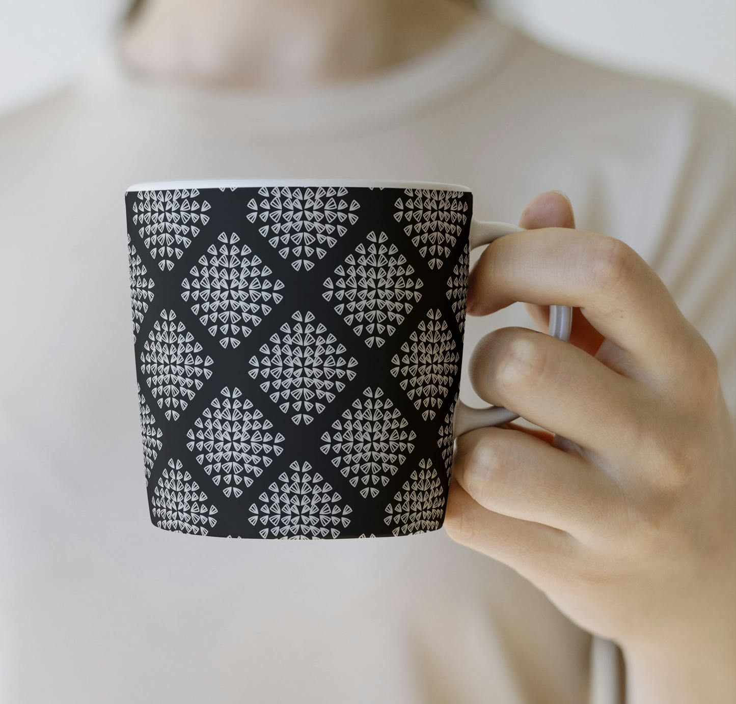 Ebony Monochrome Granny Squares Seamless Print