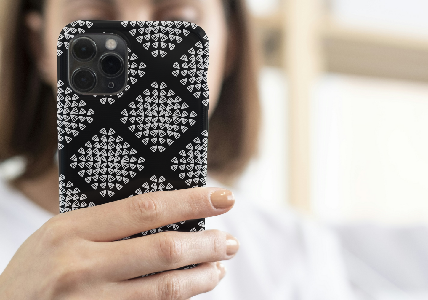 Ebony Monochrome Granny Squares Seamless Print