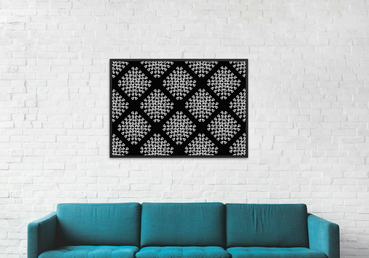 Ebony Monochrome Granny Squares Seamless Print
