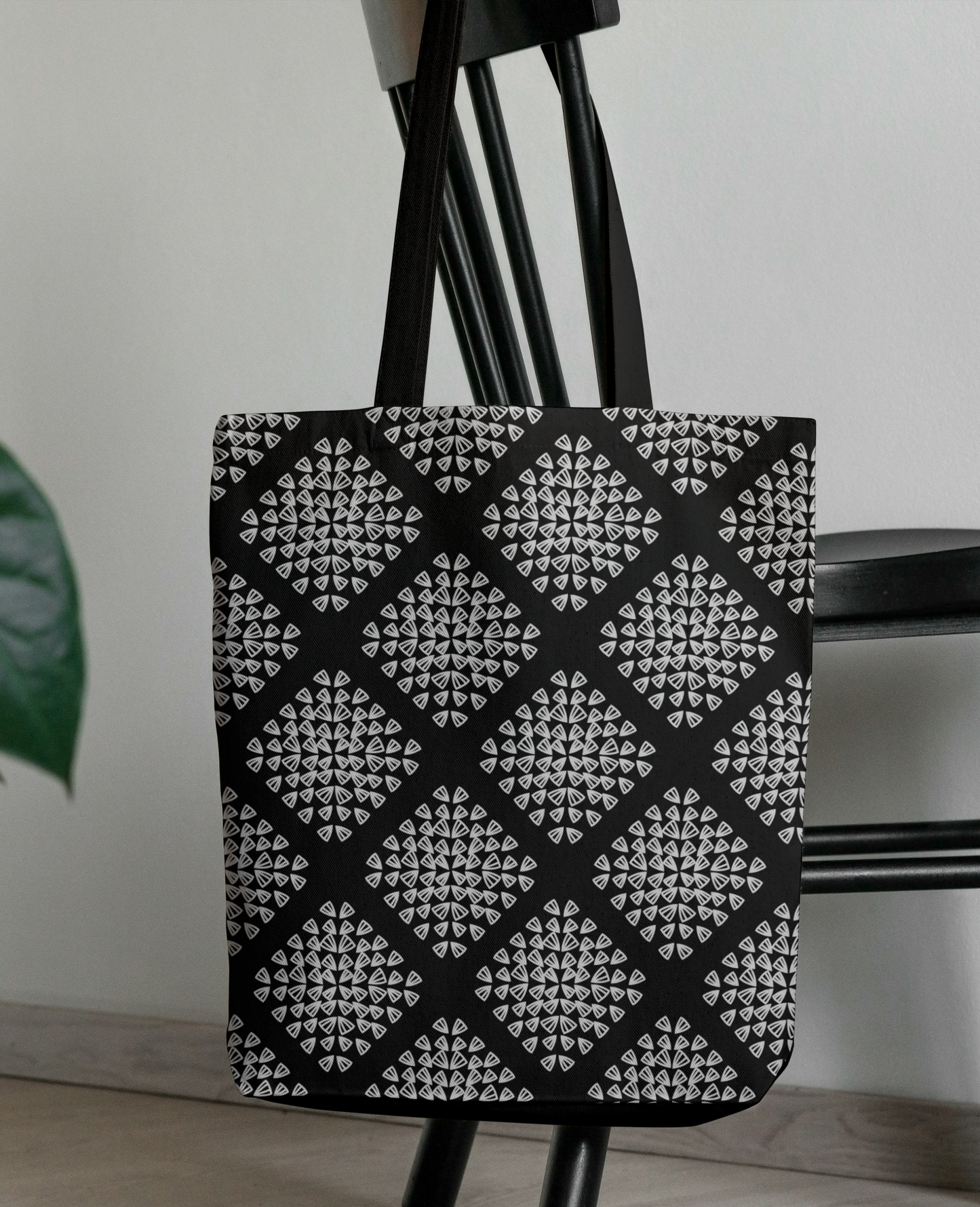 Ebony Monochrome Granny Squares Seamless Print