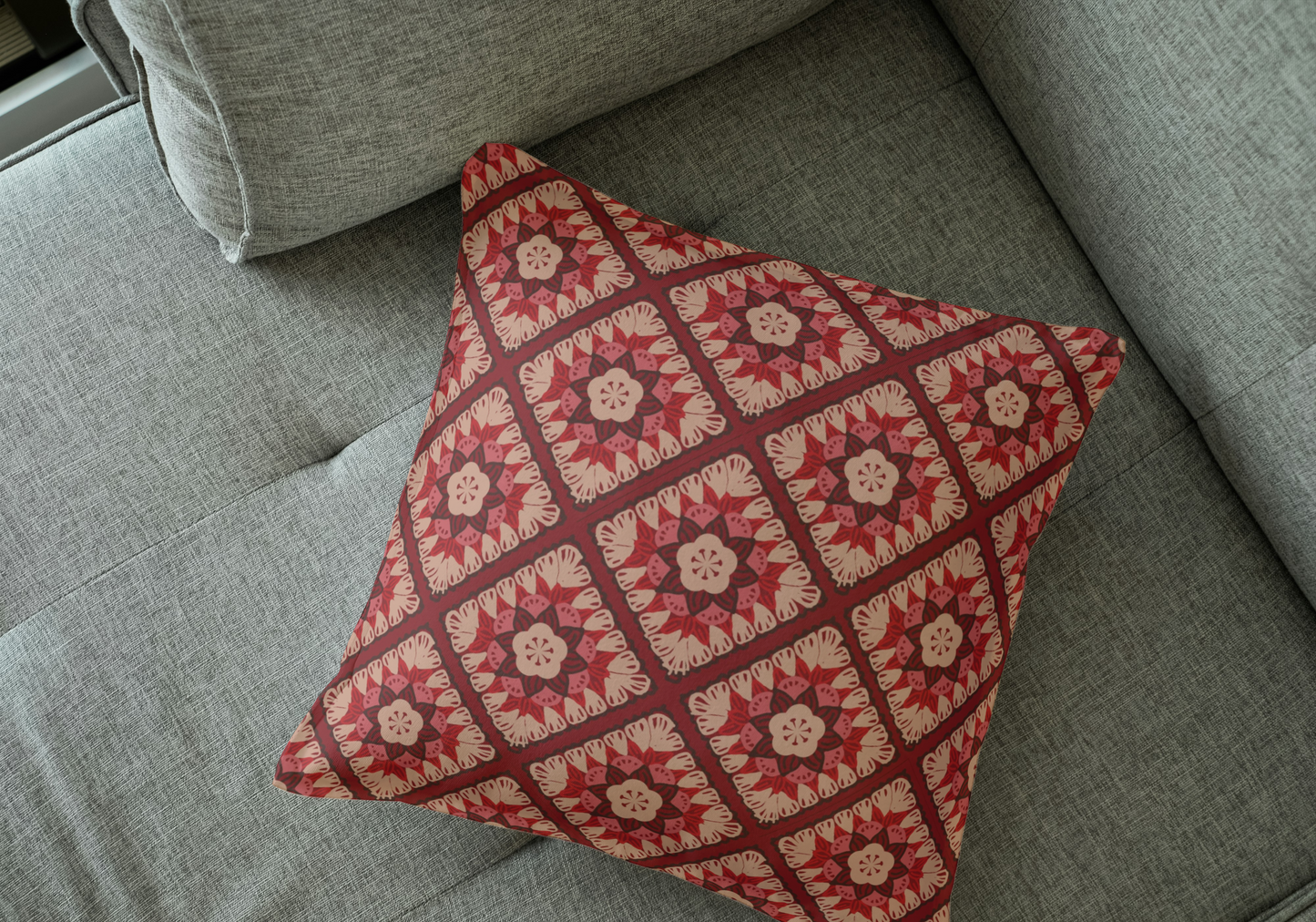 Velvet Rose Granny Squares Floral Seamless Print