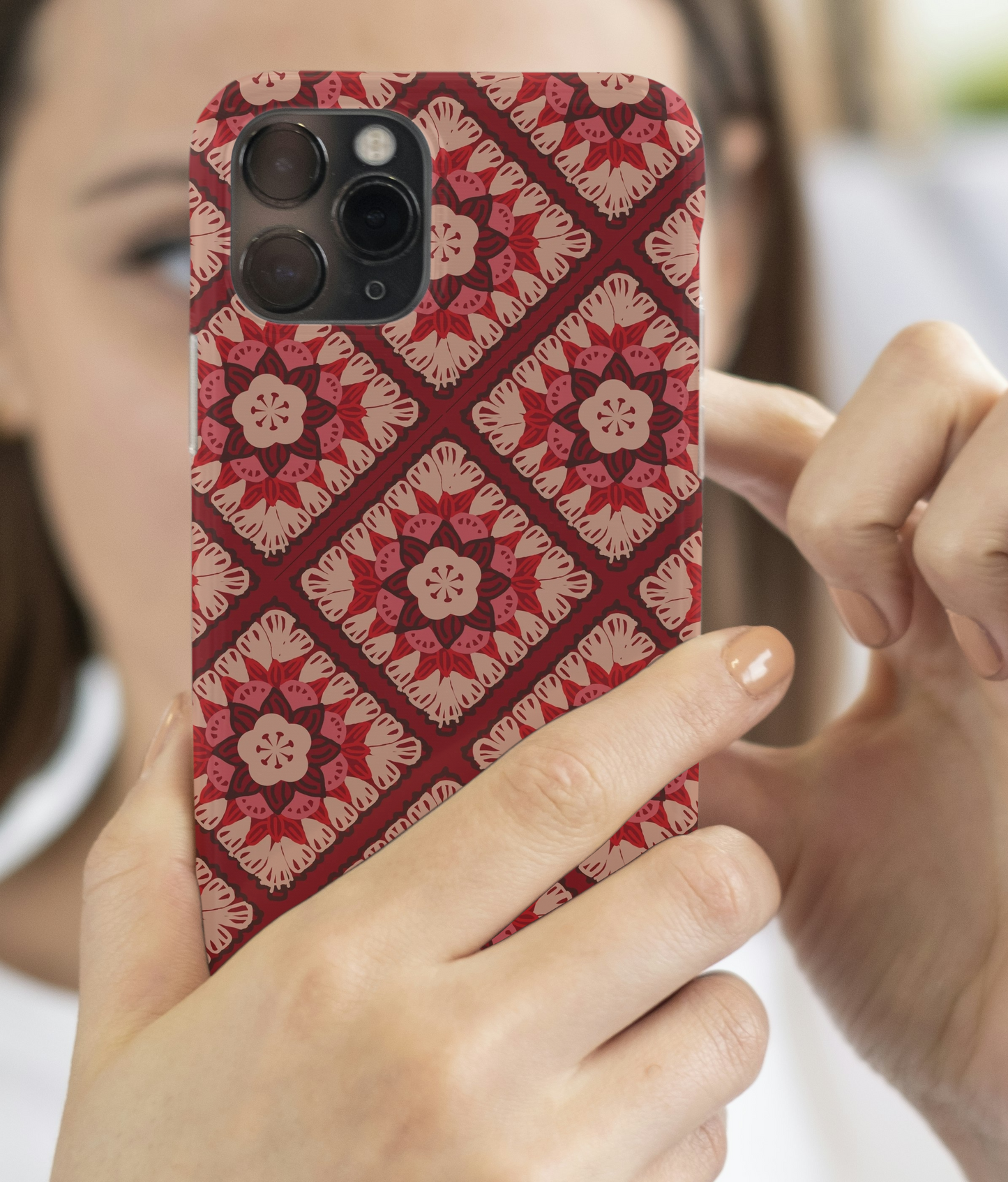 Velvet Rose Granny Squares Floral Seamless Print
