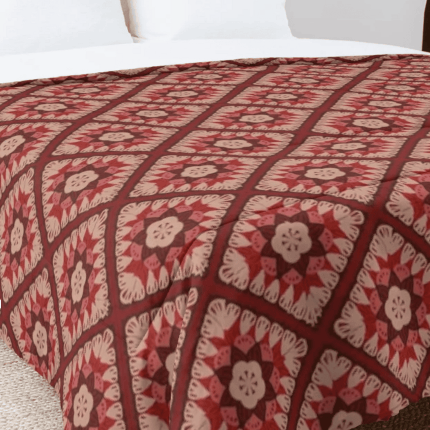 Velvet Rose Granny Squares Floral Seamless Print