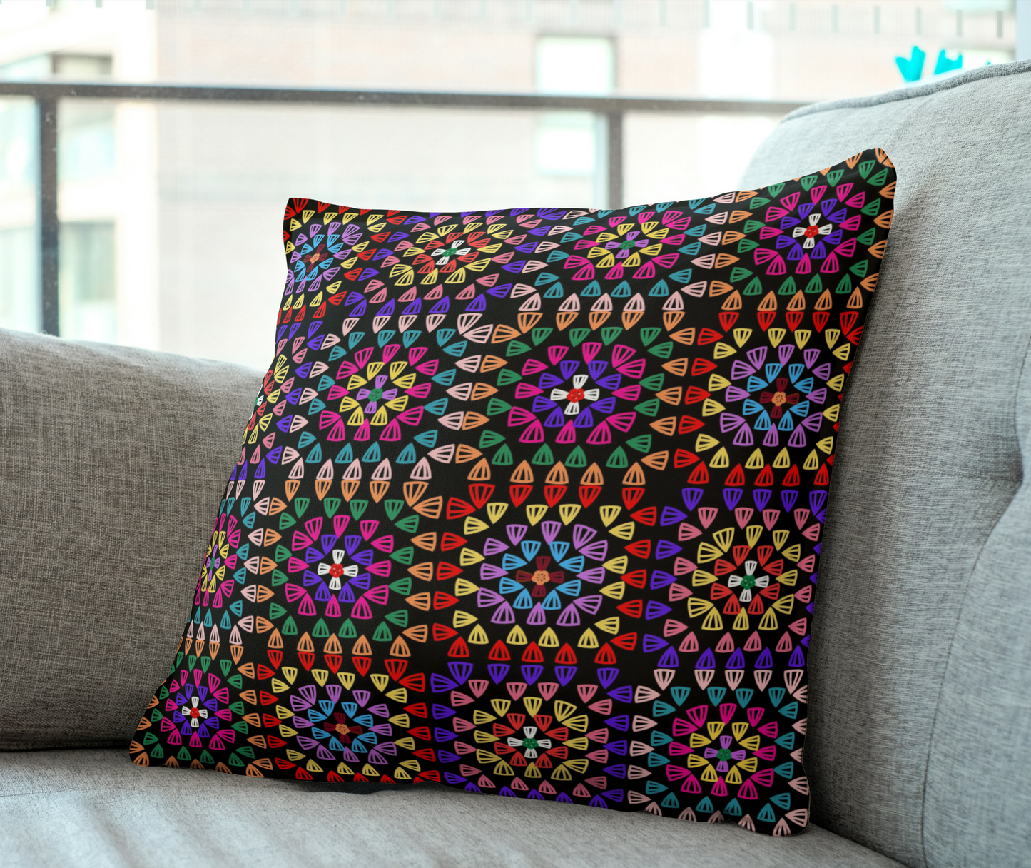 Rainbow Radiance Granny Squares Seamless Print
