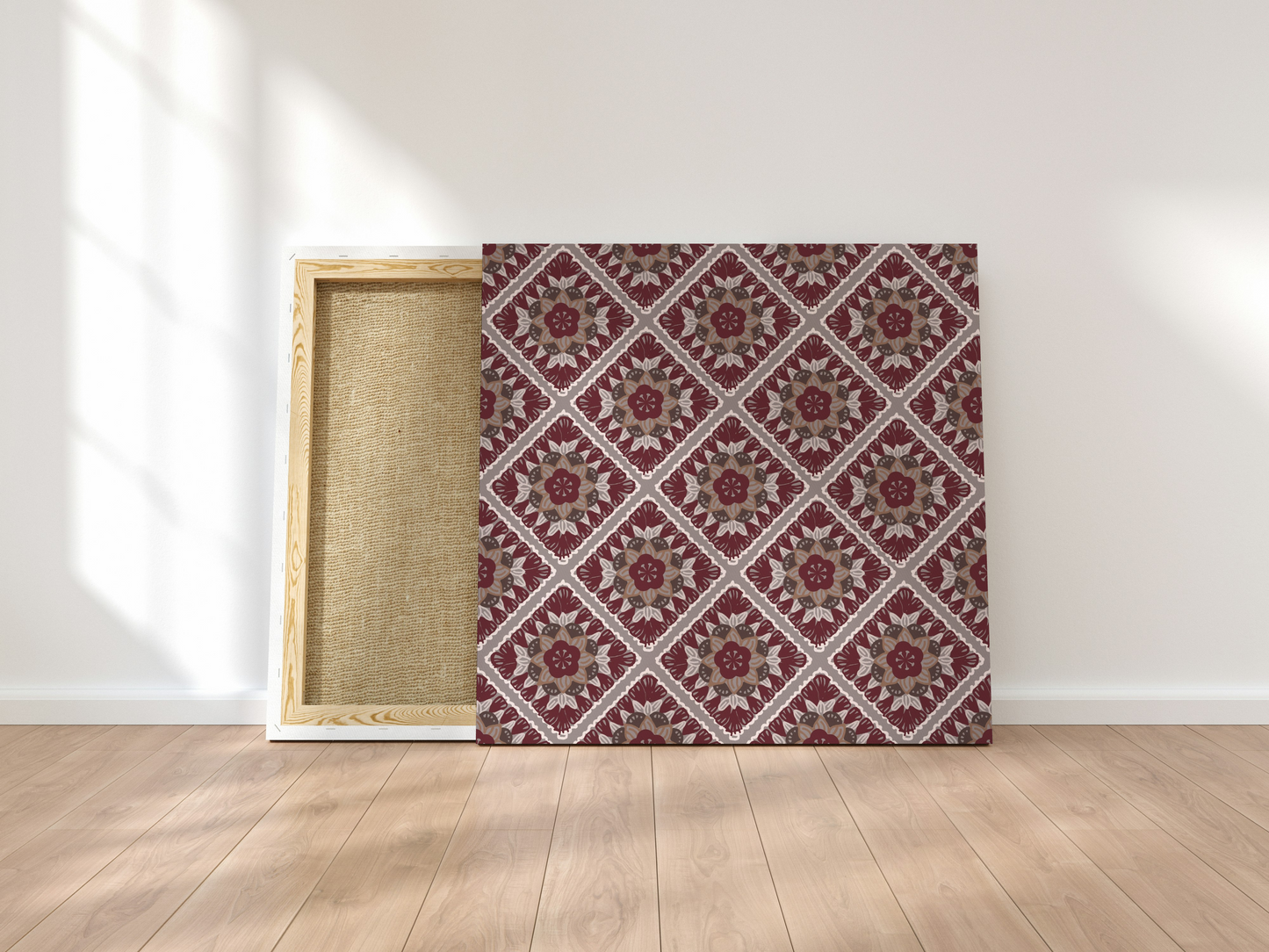 Aubergine Tapestry Granny Squares Floral Seamless Print