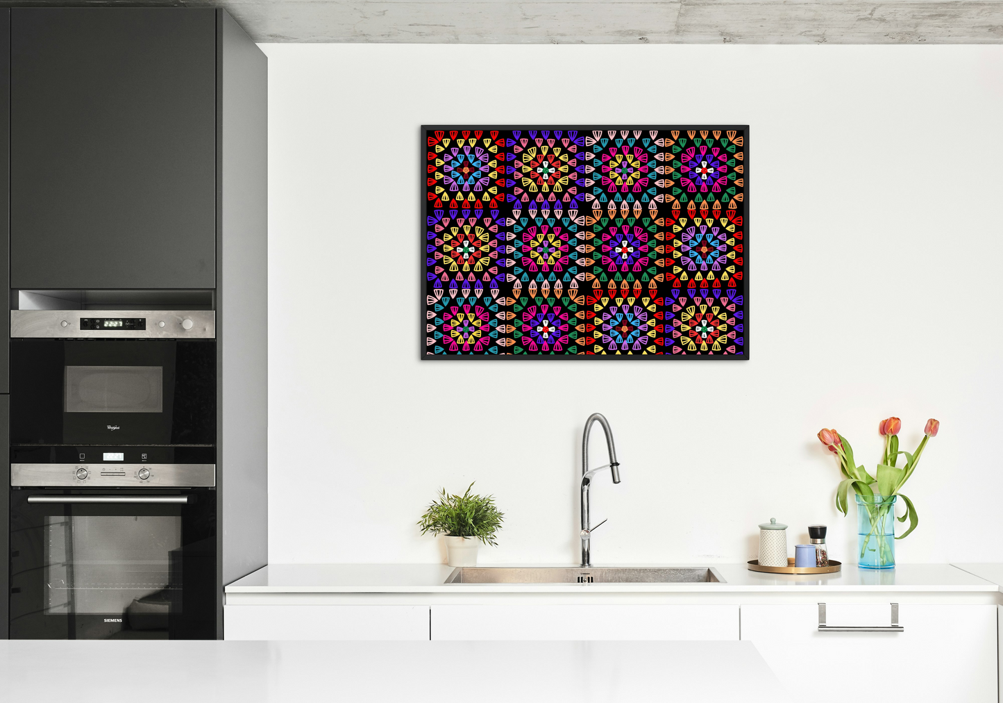Rainbow Radiance Granny Squares Seamless Print