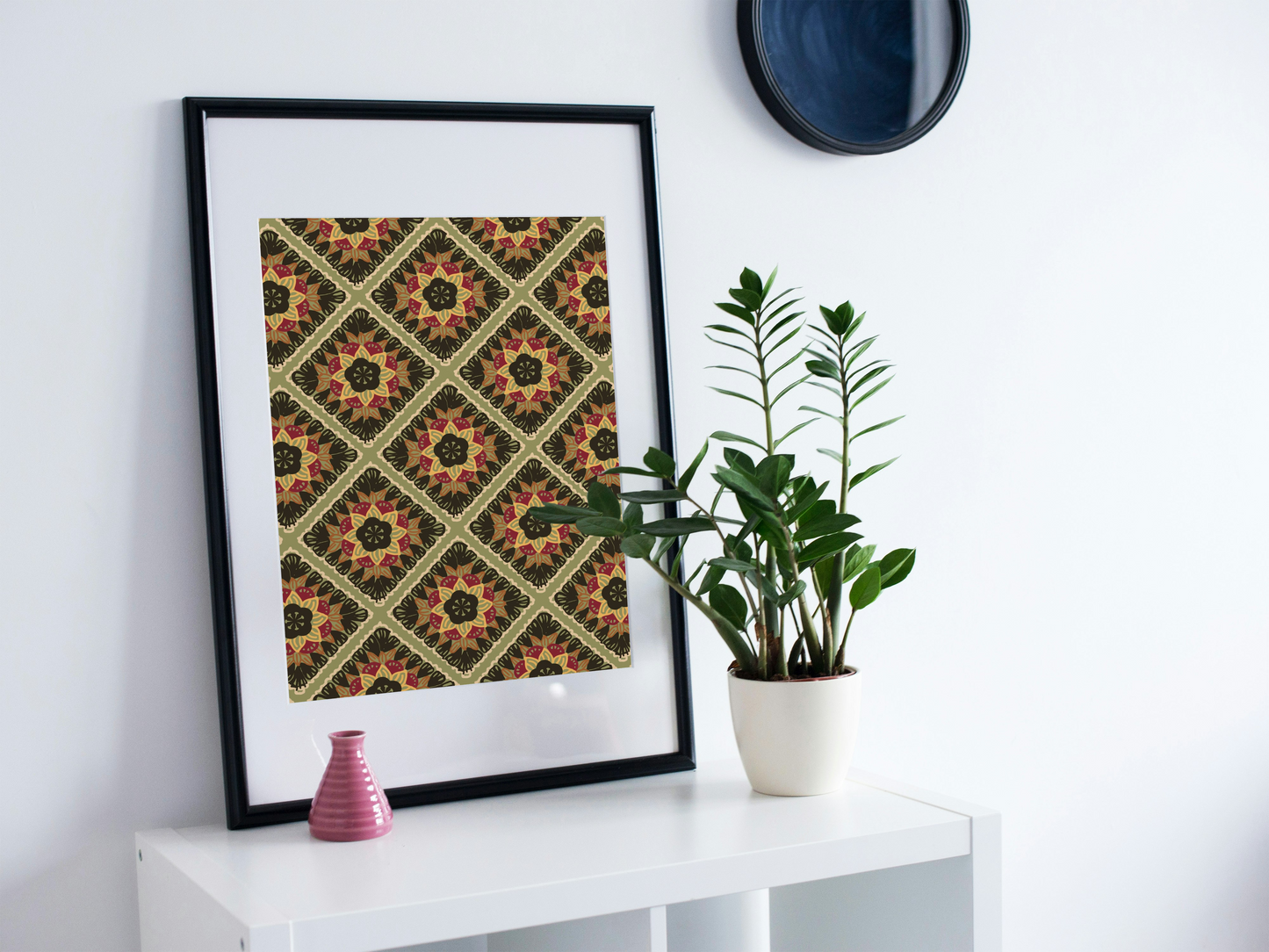 Rustic Mosaic Granny Squares Floral Seamless Print