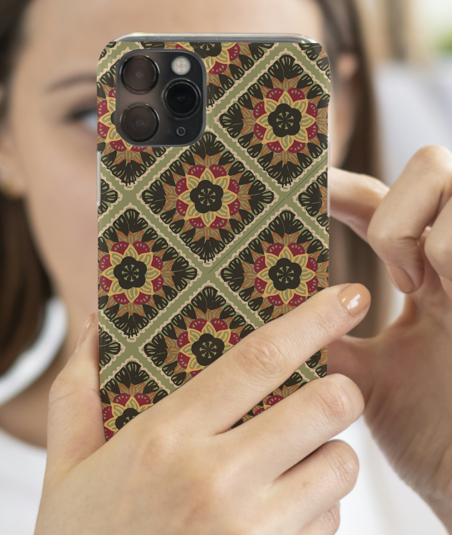 Rustic Mosaic Granny Squares Floral Seamless Print