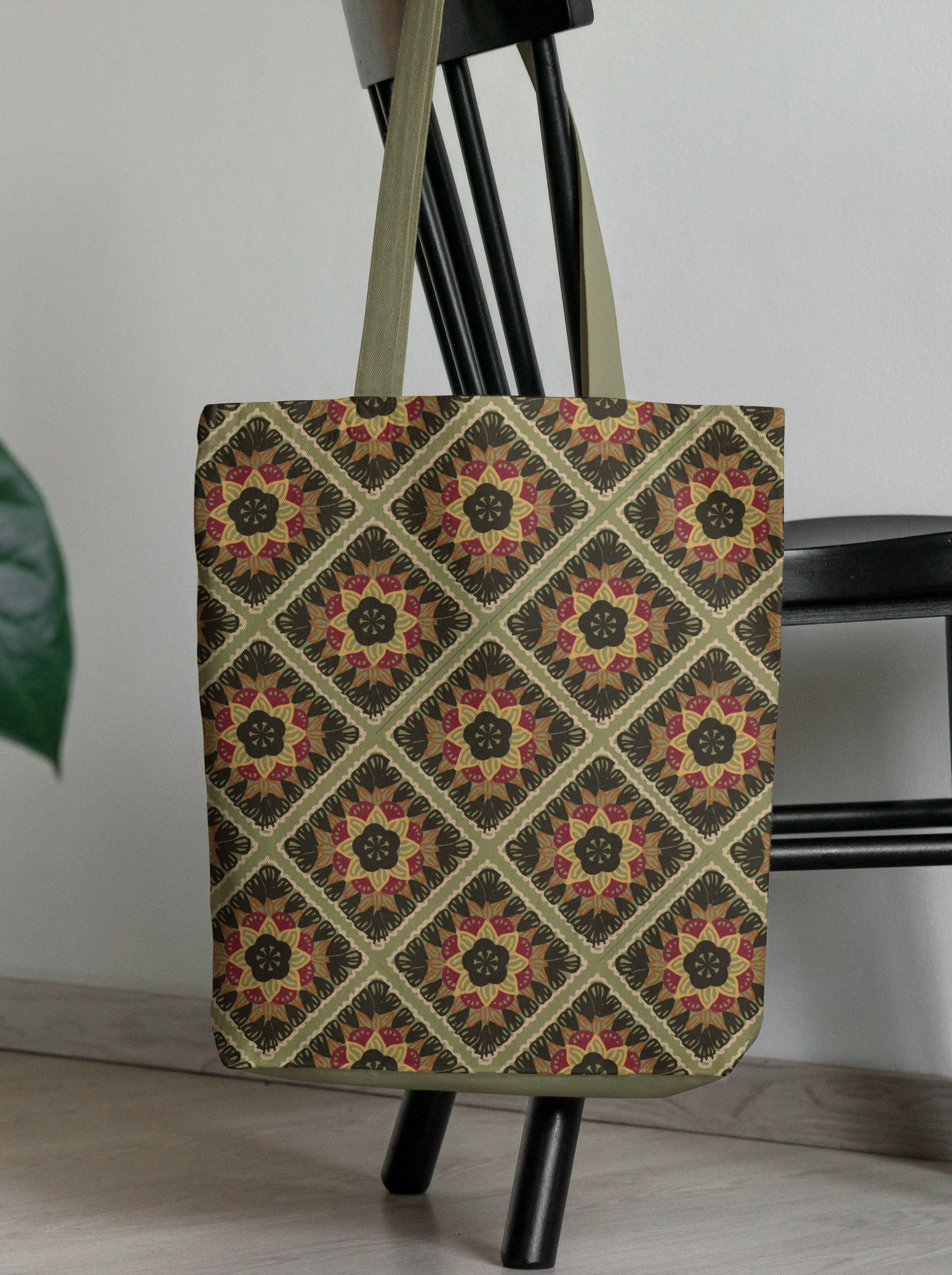 Rustic Mosaic Granny Squares Floral Seamless Print