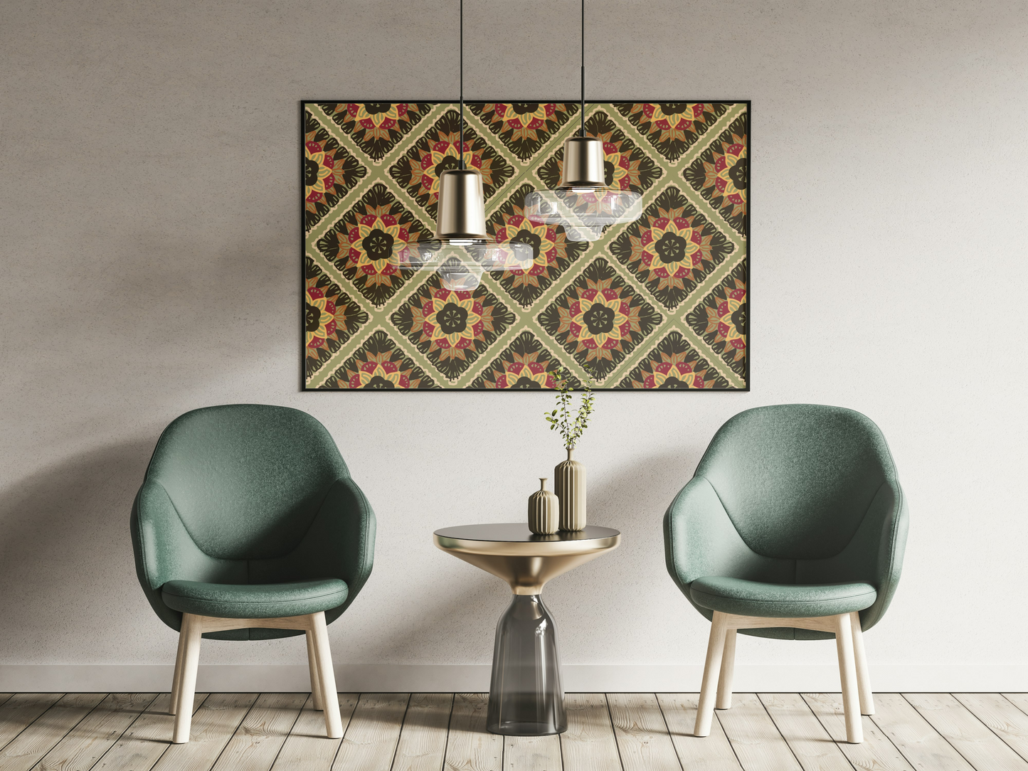 Rustic Mosaic Granny Squares Floral Seamless Print