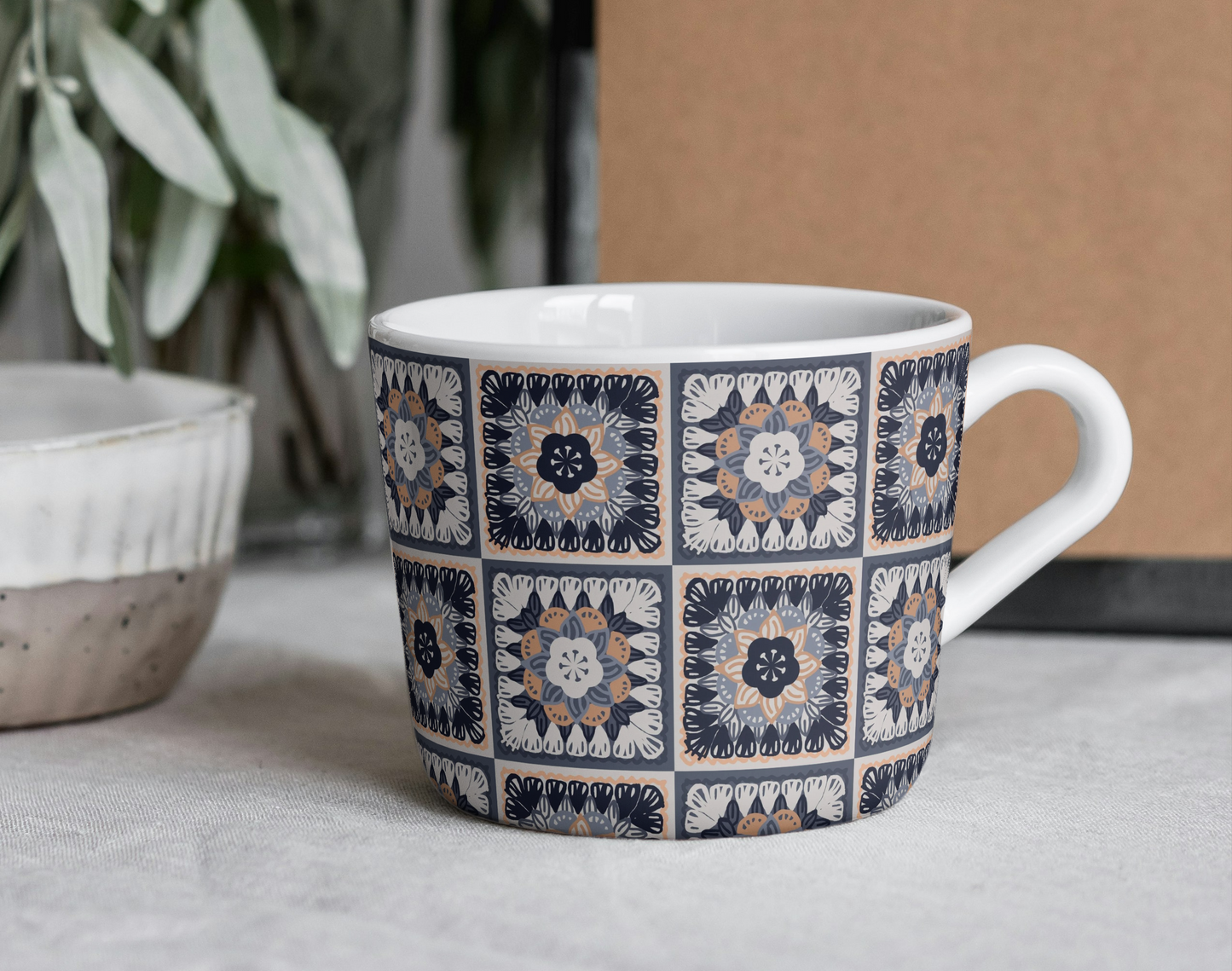 Silver Sphinx Floral Granny Squares Seamless Print