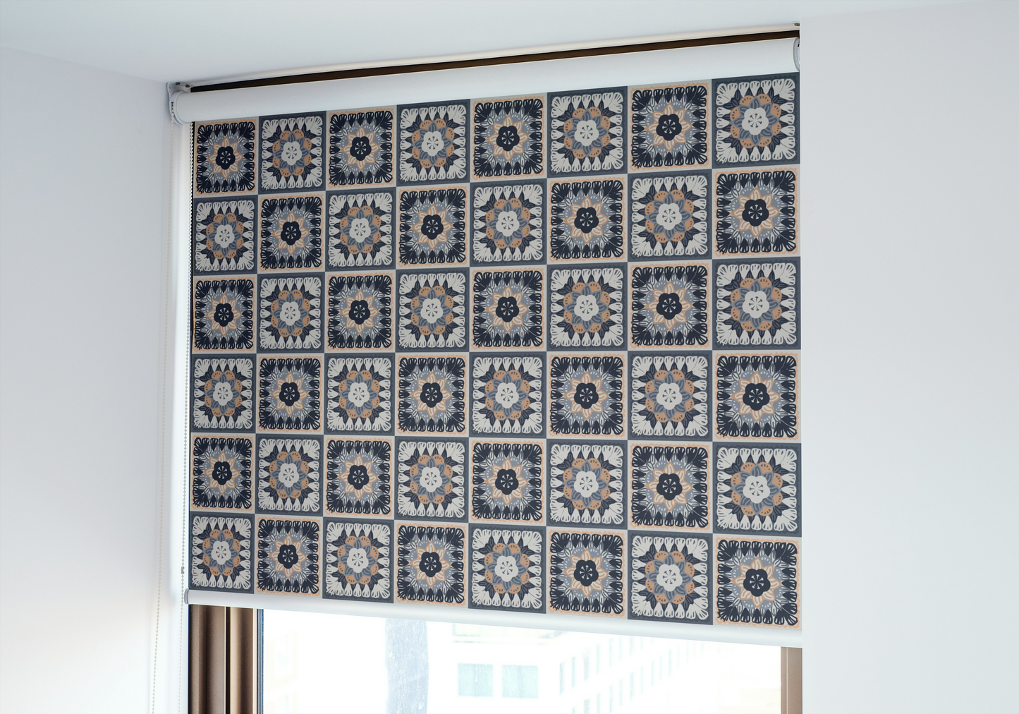 Silver Sphinx Floral Granny Squares Seamless Print