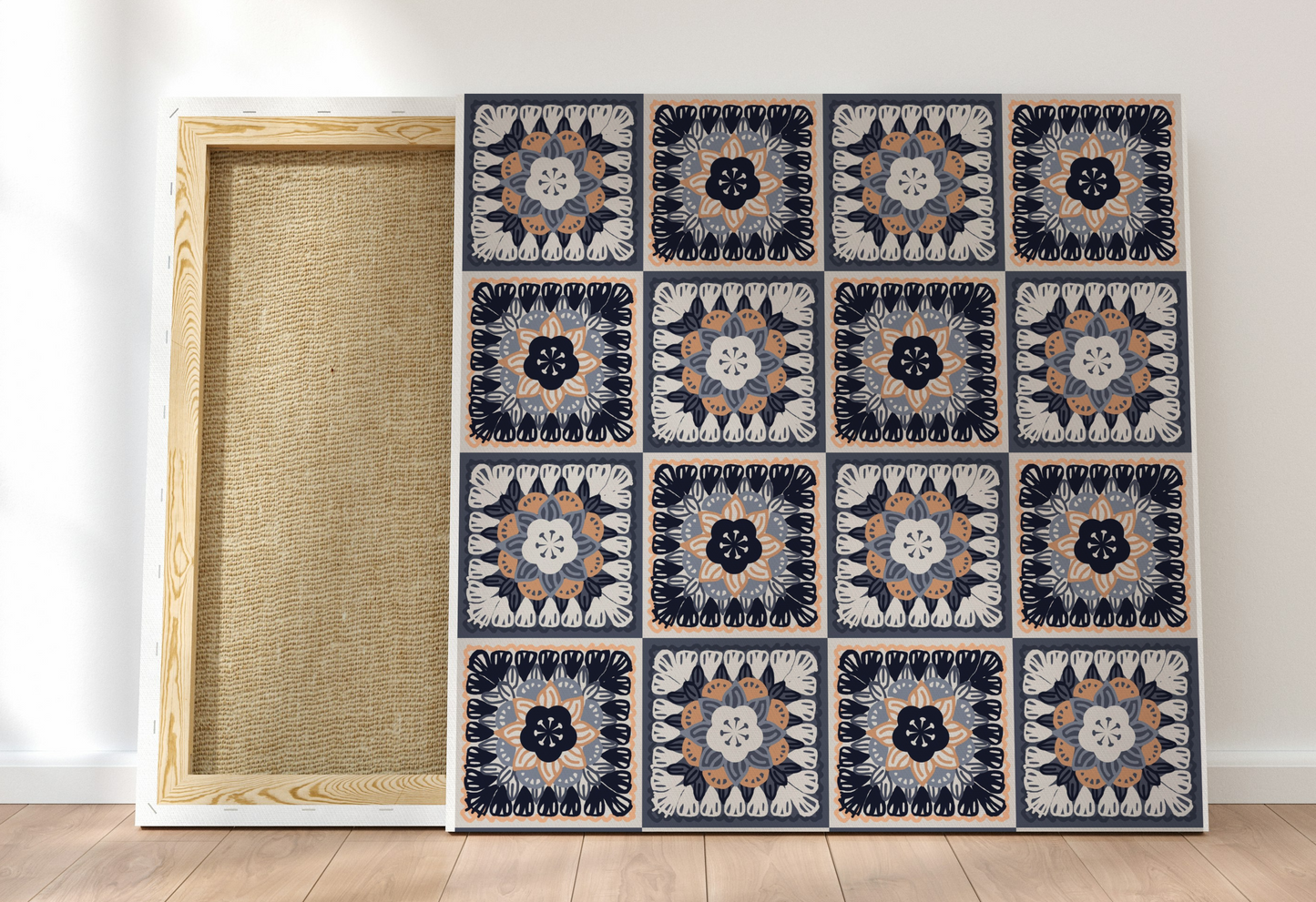 Silver Sphinx Floral Granny Squares Seamless Print