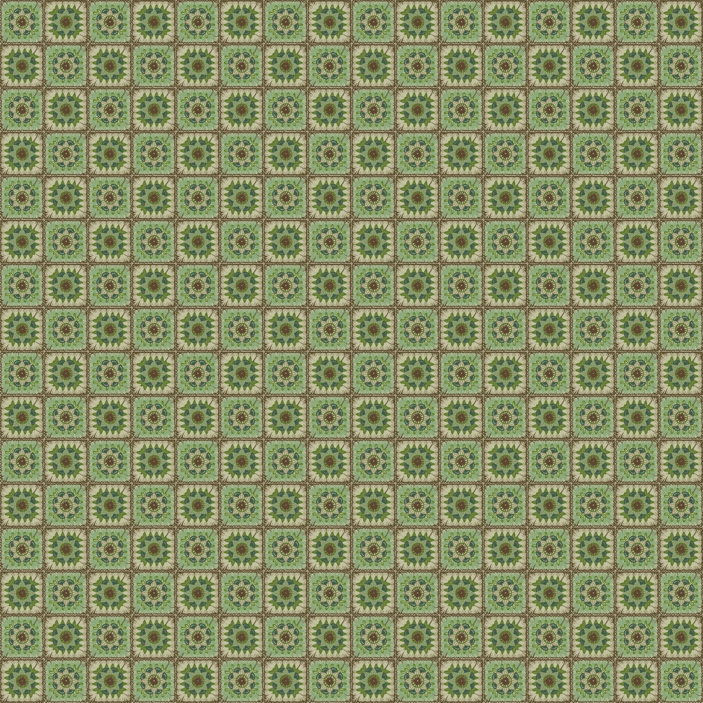Garden Harmony Granny Squares Floral Seamless Print
