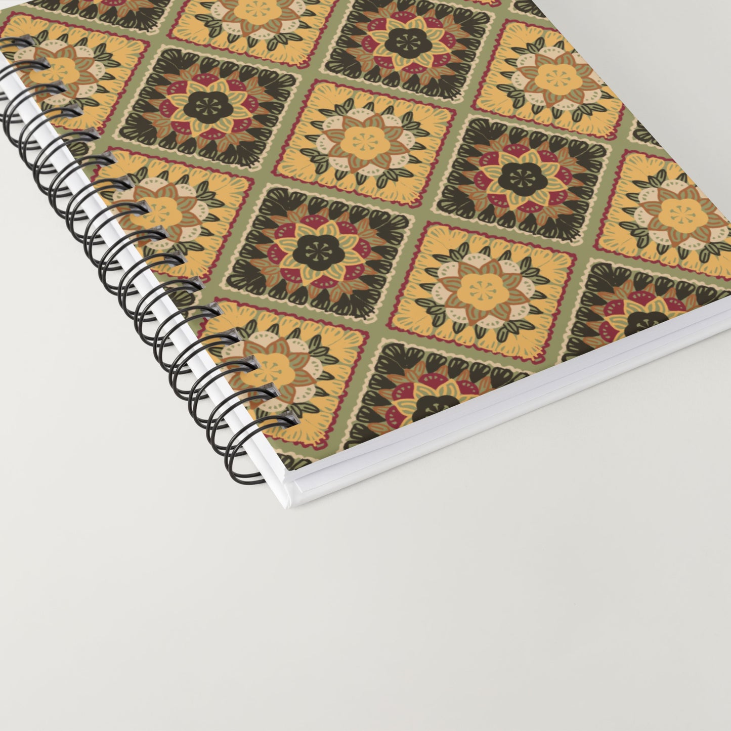 Mocha Tapestry Floral Granny Squares Seamless Print