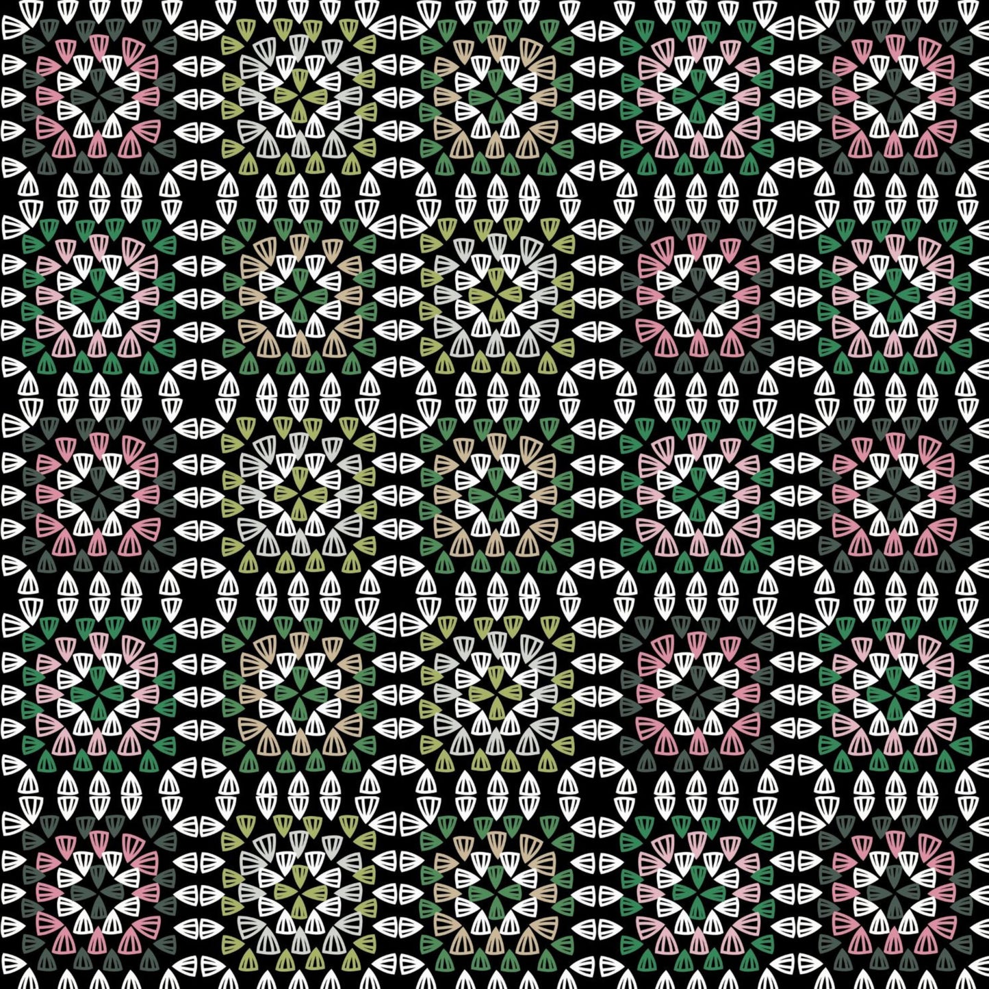 Forest Kaleidoscope Granny Squares Seamless Print