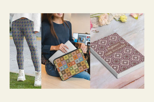 Inspired By Crochet, Printed Onto Textiles -  Digital Handcrafted Crochet Prints For Everyone To Enjoy!