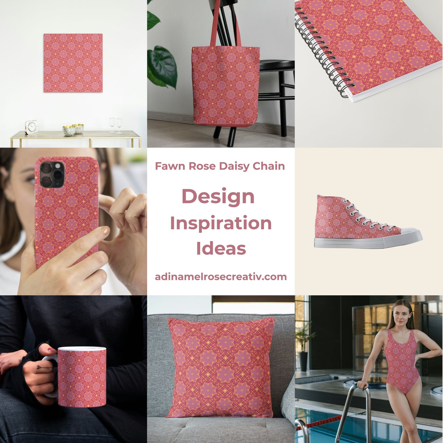 Fawn Rose Daisy Chain Floral Pattern