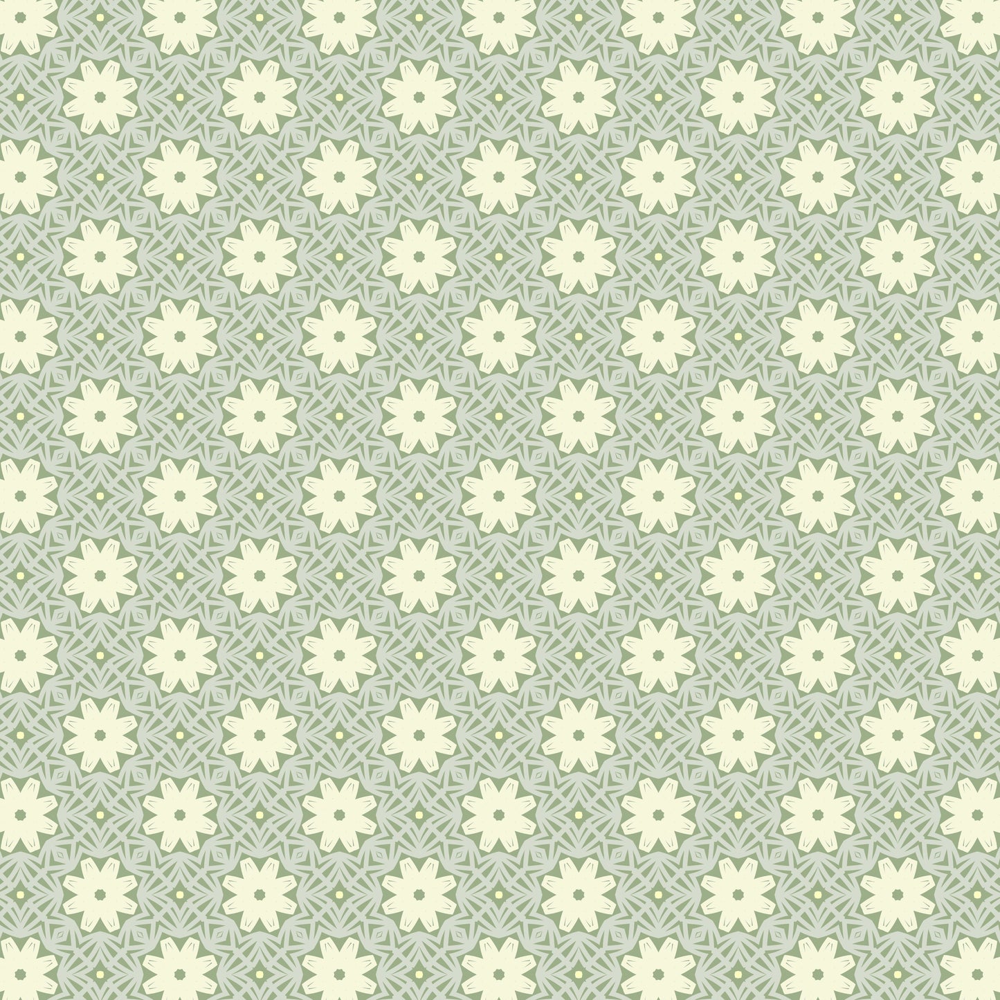 Ivory Linen Daisy Chain Floral Pattern