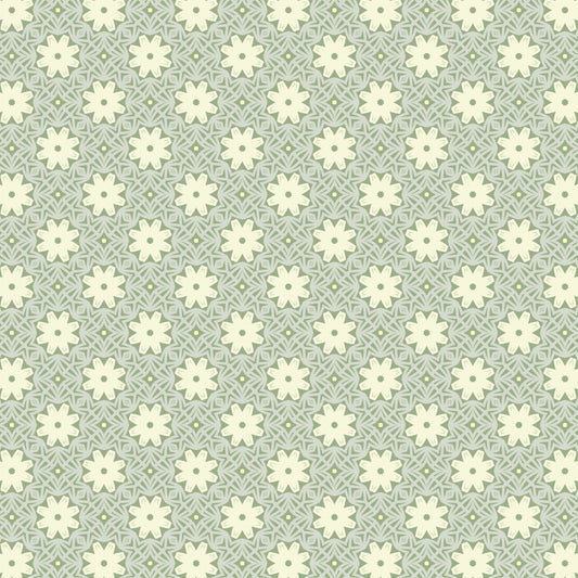 Ivory Linen Daisy Chain Floral Pattern