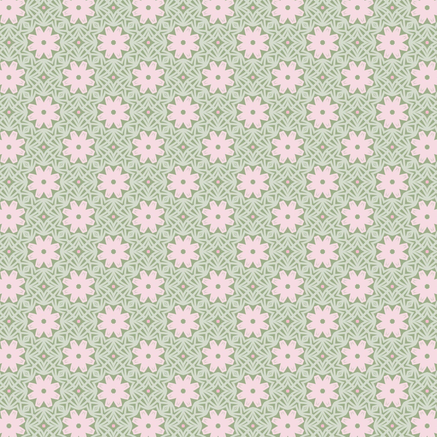 Sage Blush Daisy Chain Floral Pattern