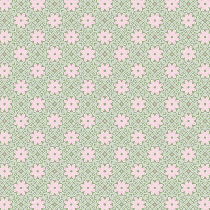 Sage Blush Daisy Chain Floral Pattern
