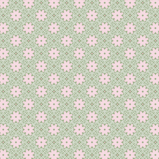 Sage Blush Daisy Chain Floral Pattern