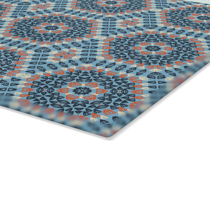 Glass Cutting Board - Azure Mandala Crochet-Inspired