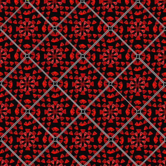 Ebony Red Granny Squares Print