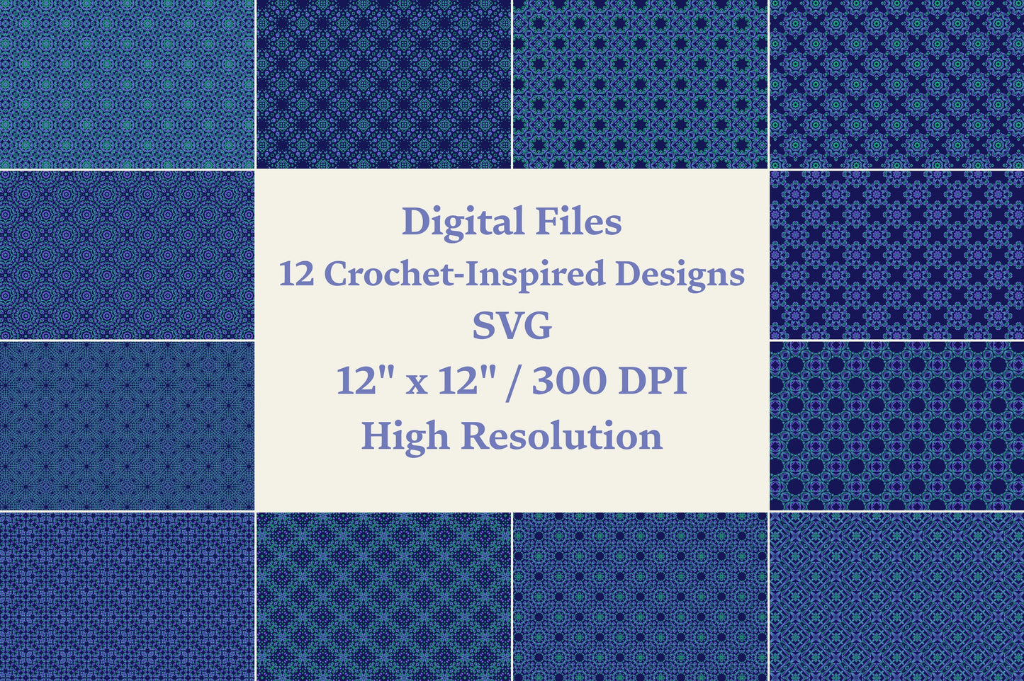 Sapphire Lace | 12 Seamless Patterns Bundle