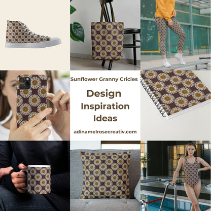 Sunflower Granny Circles Seamless Print