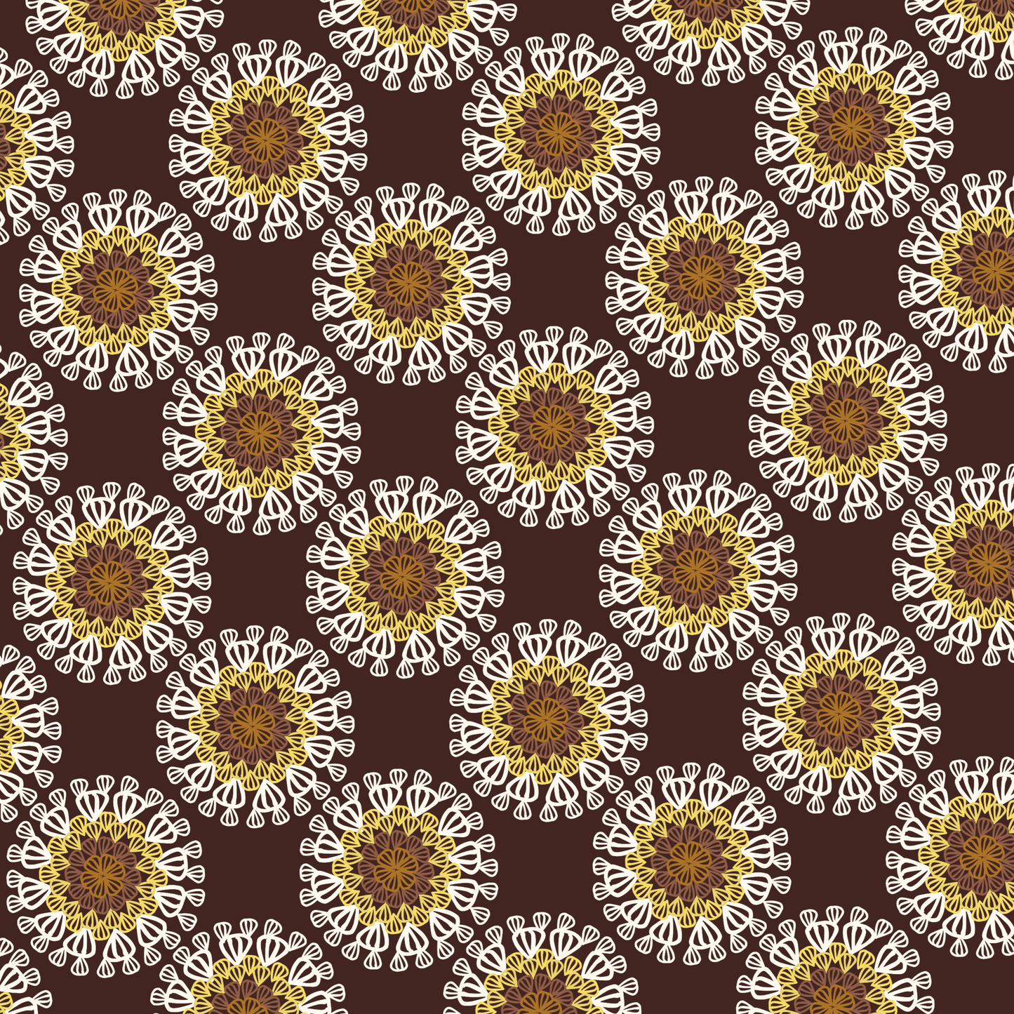 Sunflower Granny Circles Seamless Print