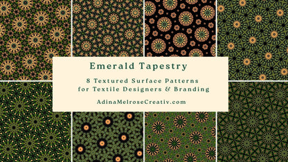 Emerald Tapestry | 8 Textured Seamless Patterns Bundle