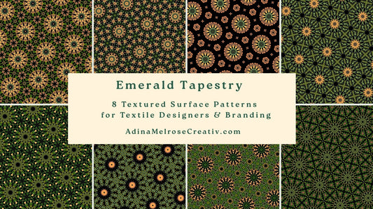 Emerald Tapestry | 8 Textured Seamless Patterns Bundle