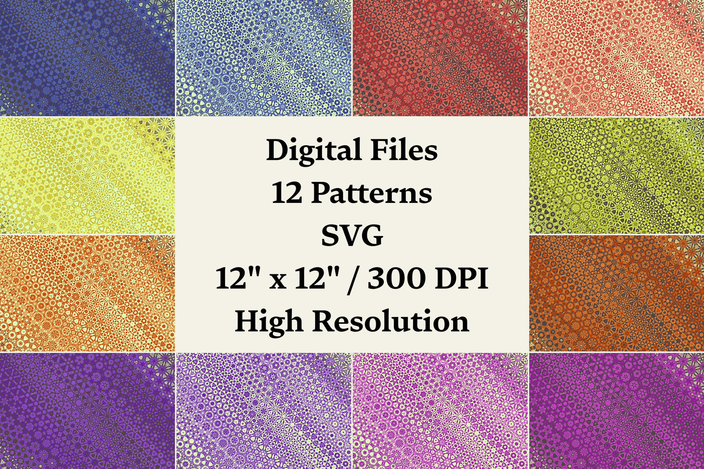 Interlace Kaleidoscope | 12 Seamless Patterns Bundle