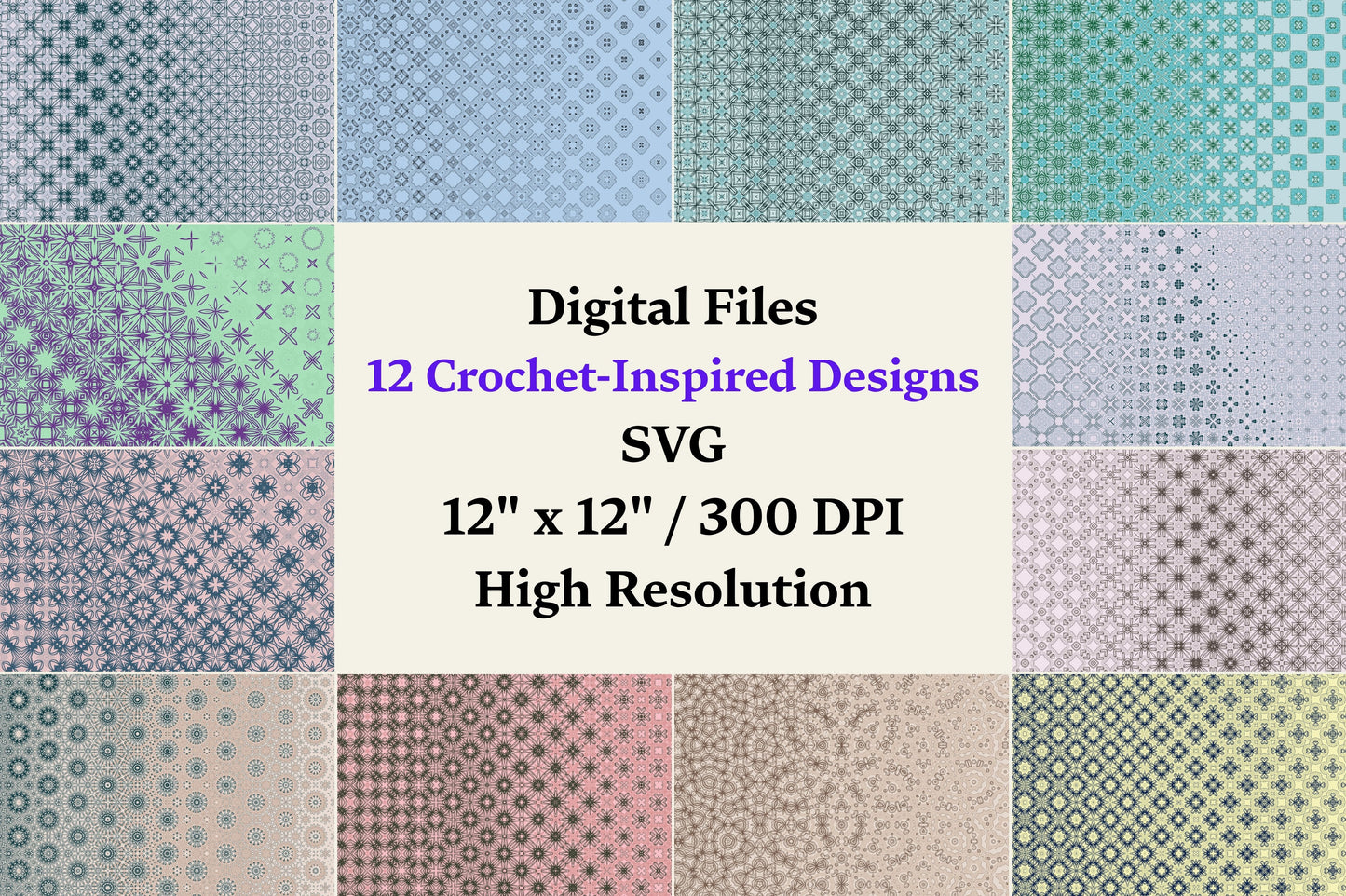Shadow Lace | 12 Seamless Patterns Bundle
