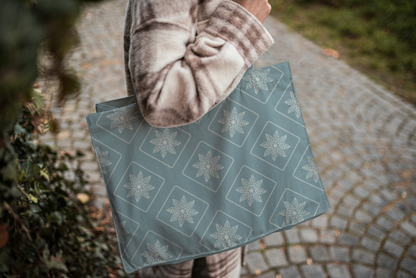 Pewter Ivory Floral Granny Squares Print