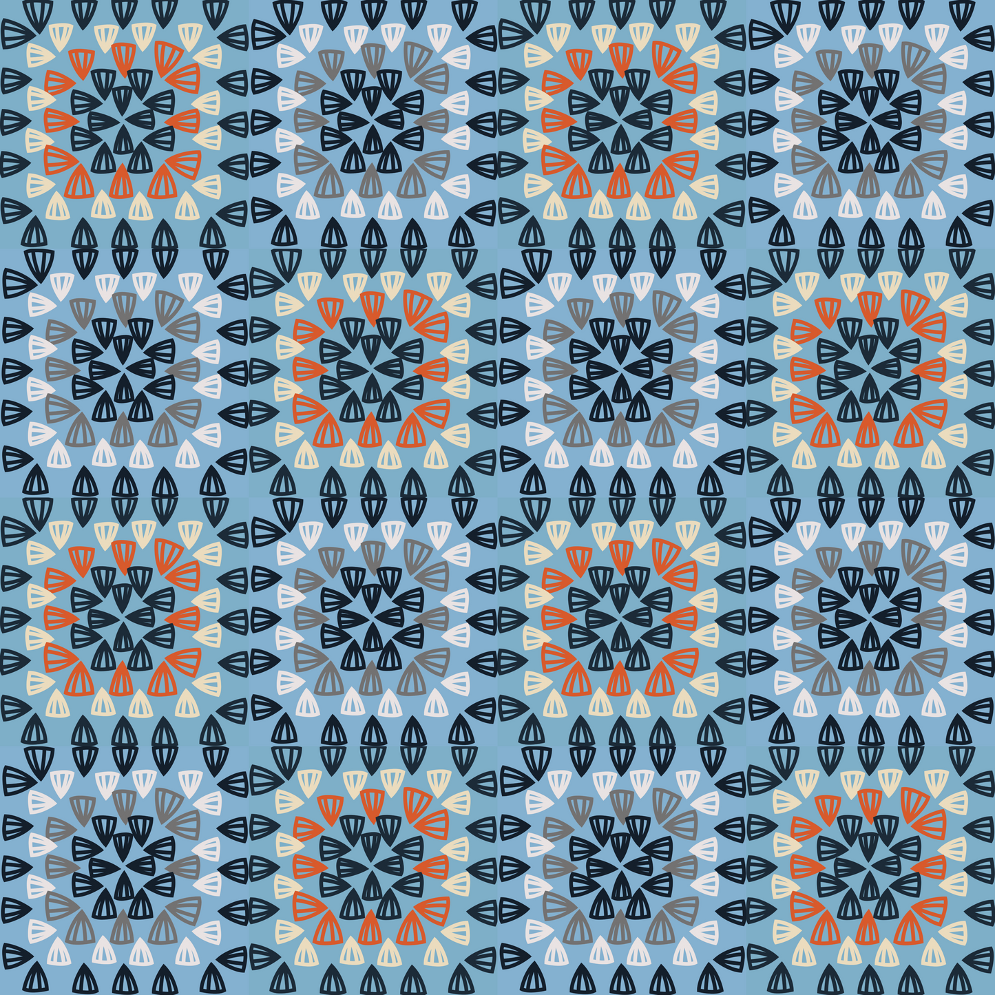 Ocean Mandala Granny Squares Seamless Print
