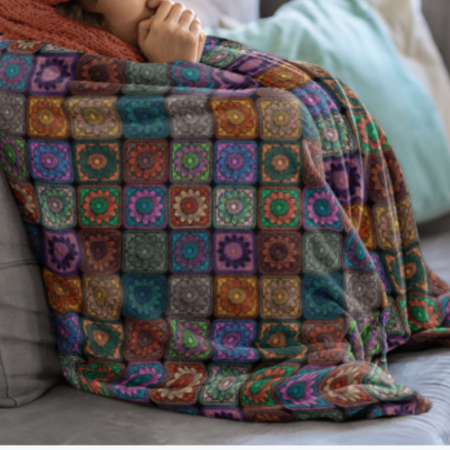 Throw Blanket Prismatic Noir Sunflowers Print