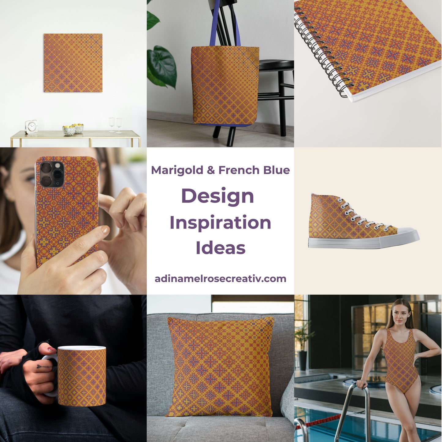 Marigold & French Blue Freeform Pattern