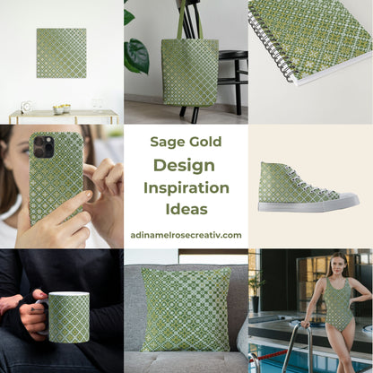 Sage Gold Freeform Pattern