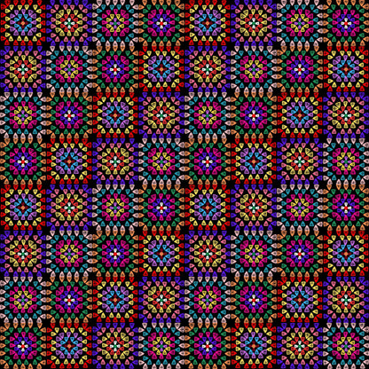 Rainbow Radiance Granny Squares Seamless Print