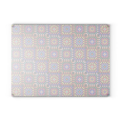 Glass Cutting Board - Rainbow Radiance Crochet-Inspired