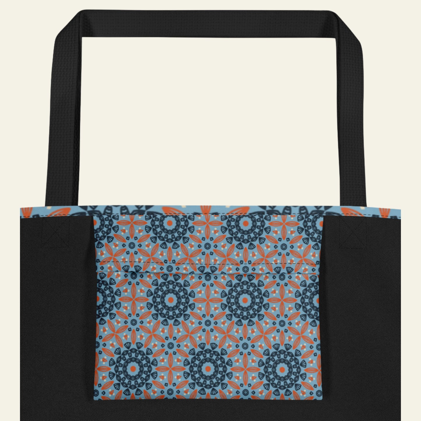 Azure Mandala All-Over Print Large Tote Bag