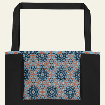 Azure Mandala All-Over Print Large Tote Bag