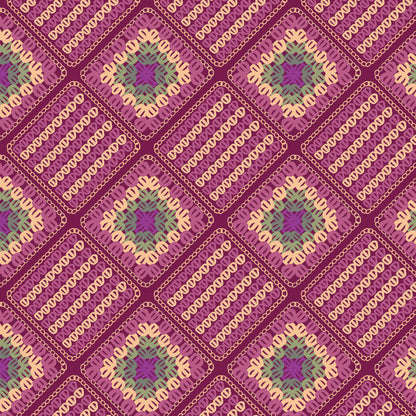 Vintage Peach Blush Harmony Granny Squares Print