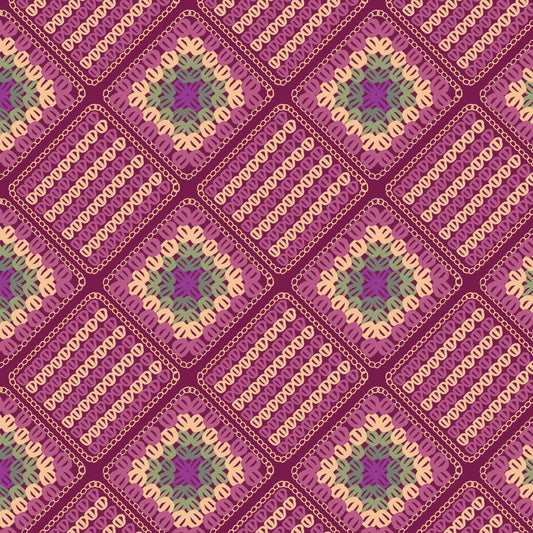 Vintage Peach Blush Harmony Granny Squares Print