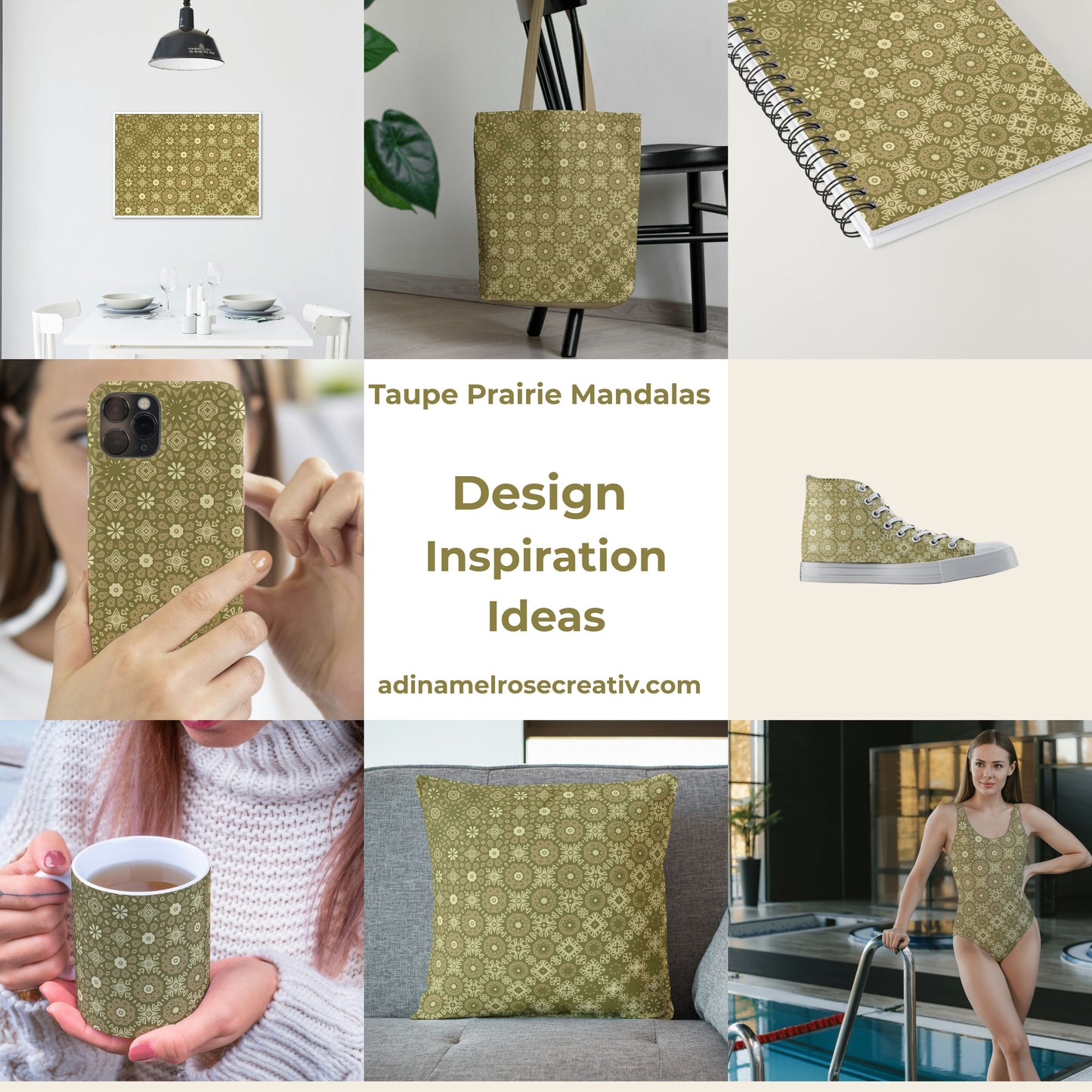 Taupe Prairie Mandalas Pattern