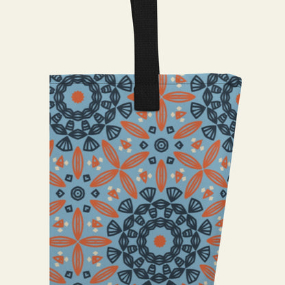 Azure Mandala All-Over Print Large Tote Bag